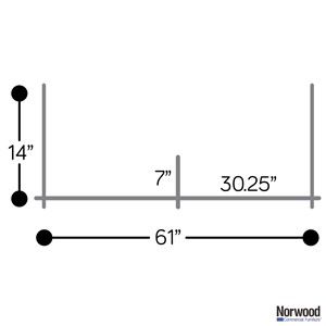 Countertop Sneeze Guard - 2 Panel Barrier w/ Two Pass Throughs - Dimensions