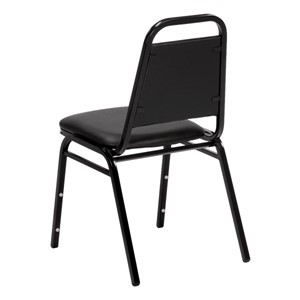 150 Series Stack Chair w/ 1 1/2" Thick Seat - Black vinyl w/ black frame