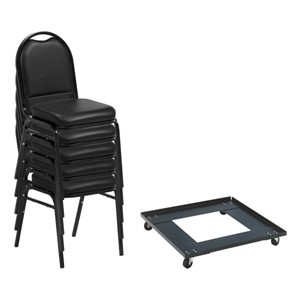 250 Series Stack Chairs & Dolly Package - 24 Vinyl Upholstered Stack Chairs w/ One Dolly Shown