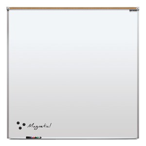 Heavy-Duty Porcelain Steel Magnetic Dry Erase Board w/ Aluminum Frame & Maprail (4' W x 4' H)