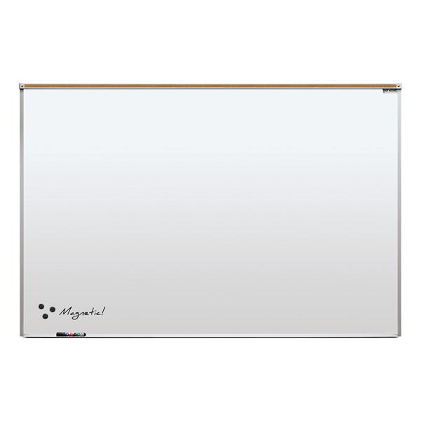 Heavy-Duty Porcelain Steel Magnetic Dry Erase Board w/ Aluminum Frame & Maprail (6' W x 4' H)