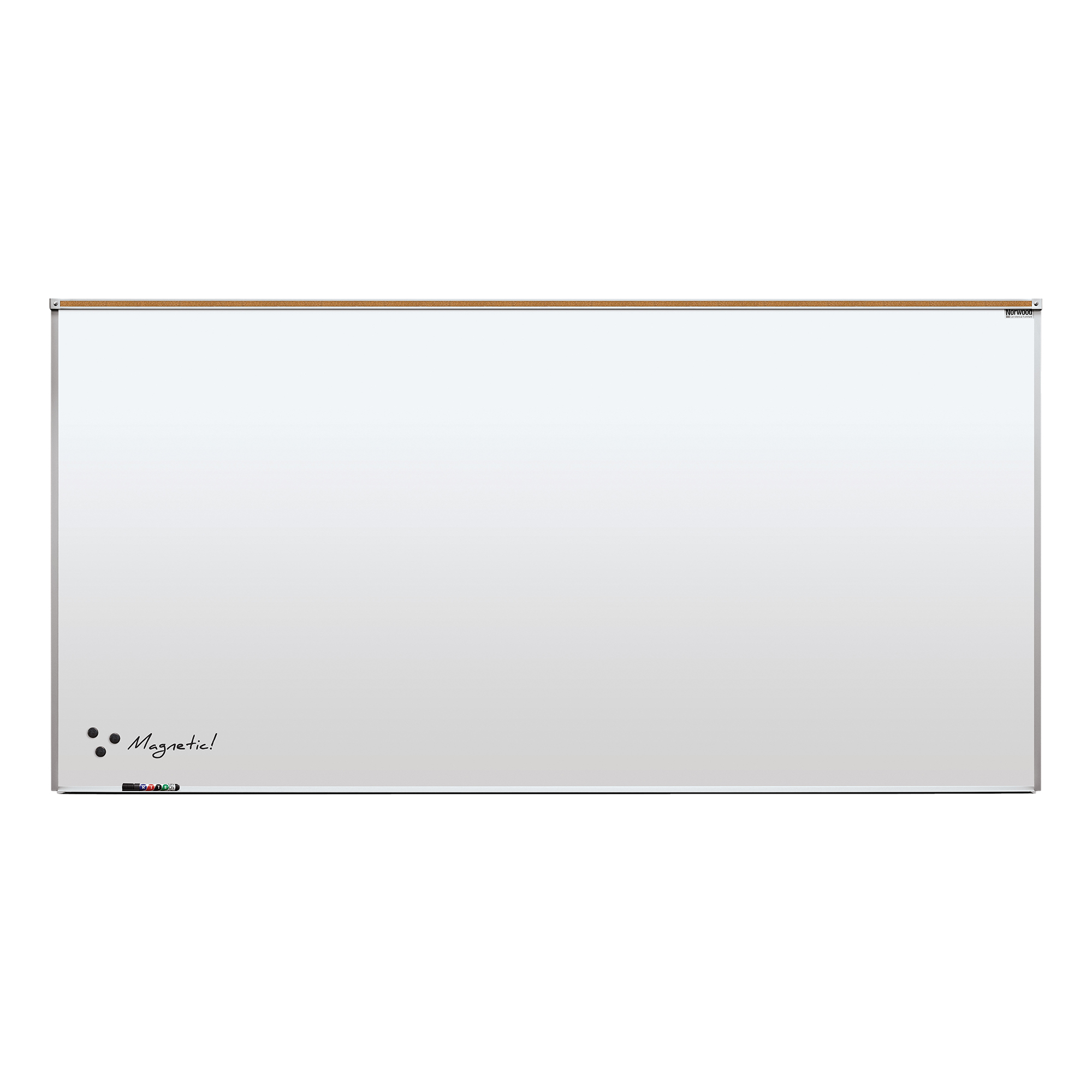 Heavy-Duty Porcelain Steel Magnetic Dry Erase Board w/ Aluminum Frame & Maprail (8' W x 4' H)
