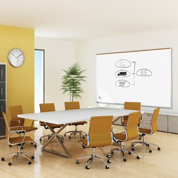 Heavy-Duty Porcelain Steel Magnetic Dry Erase Board w/ Aluminum Frame & Maprail