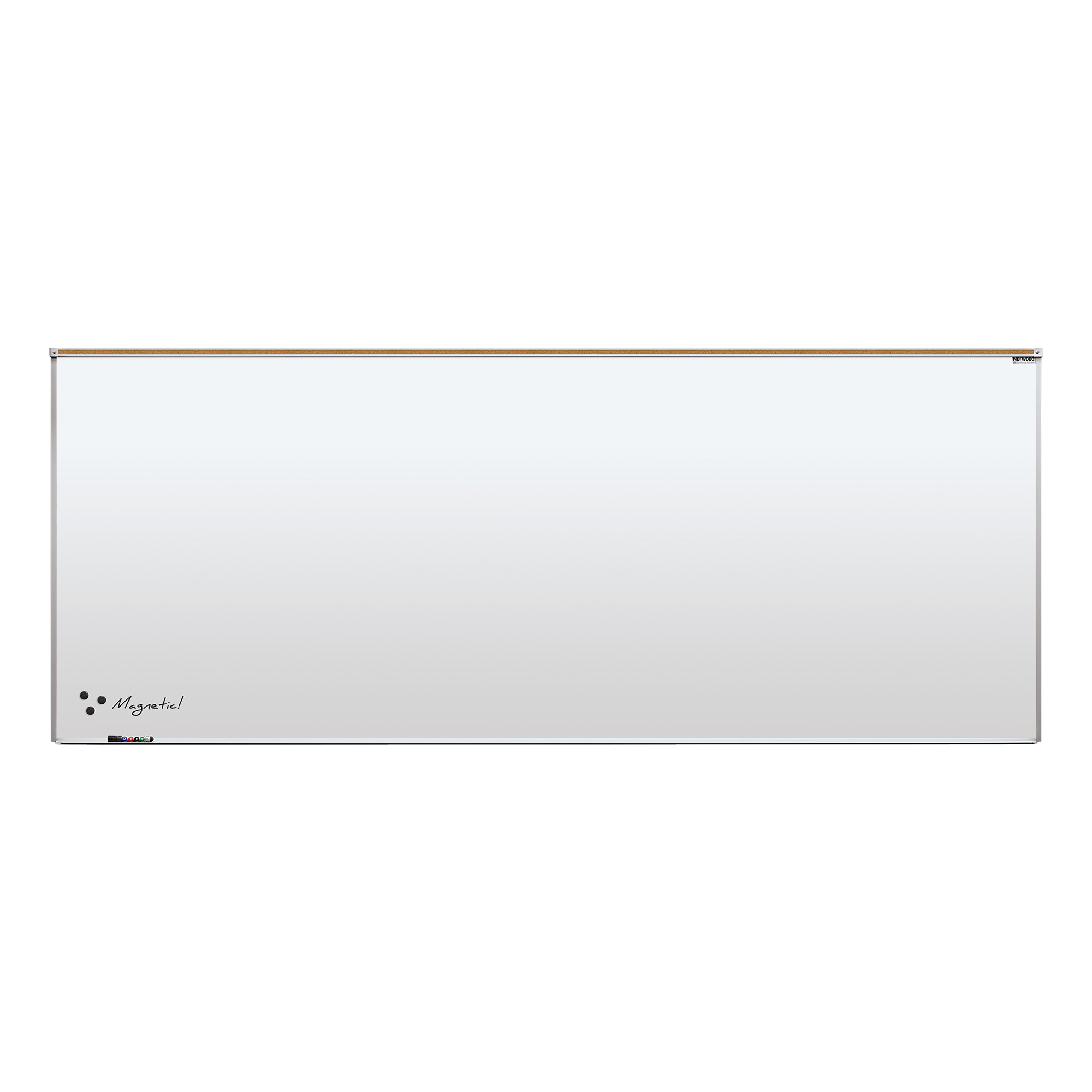 Magnetic Dry Erase Board, 10x4, Porcelain Steel, Maprail