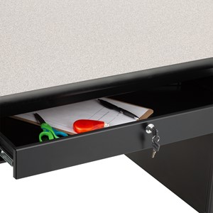 Double-Pedestal Teacher Desk - Locking Center Drawer