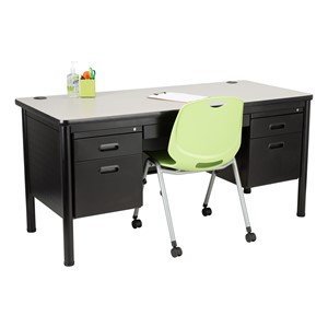 Double-Pedestal Teacher Desk - Gray Nebula