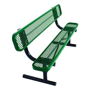 Heavy-Duty Park Bench w/ Back - Diamond Expanded Metal - Portable (8' L)