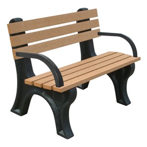 Recycled Plastic Bench w/ Arms (4' L) - Cedar