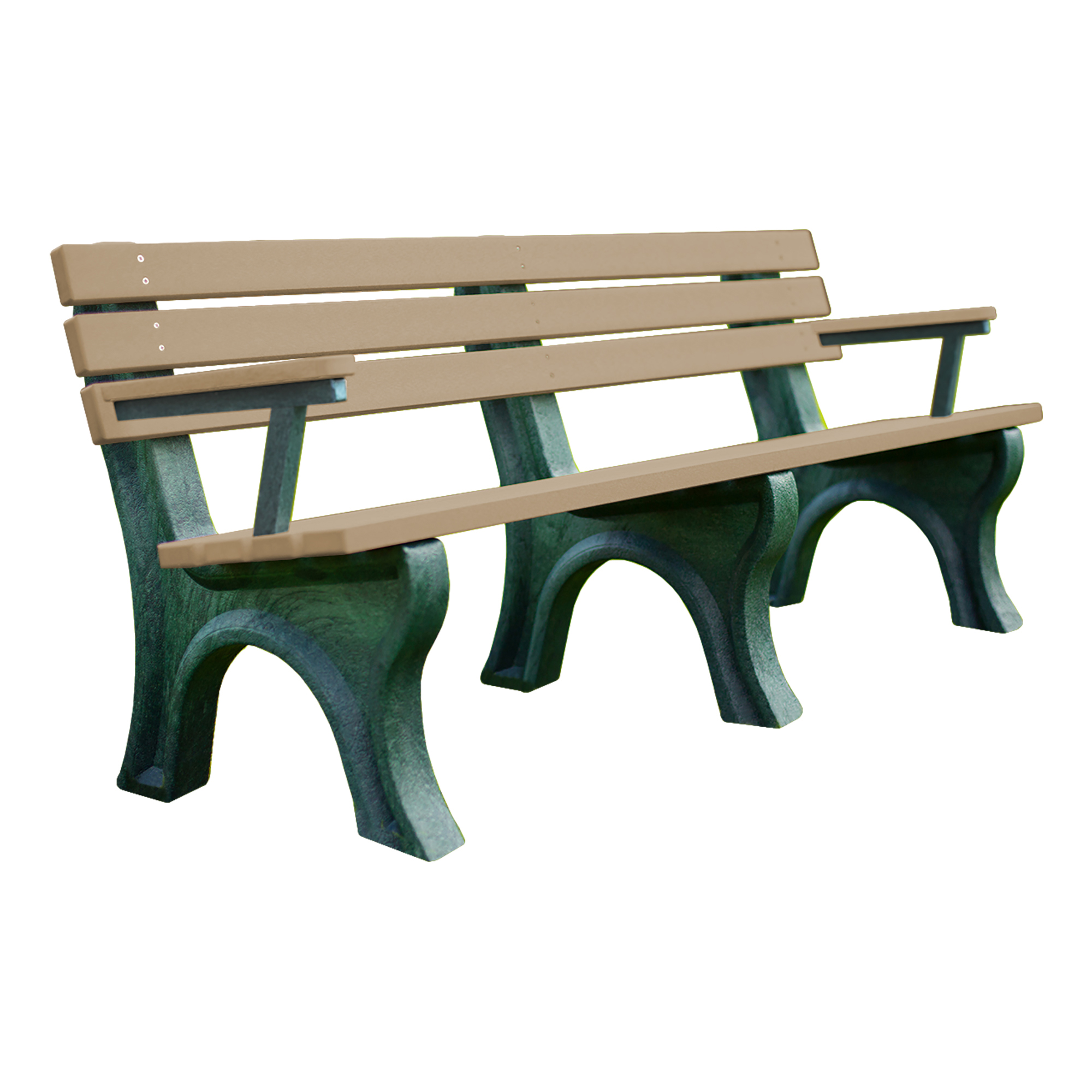 Recycled Plastic Bench w/ Arms - Cedar