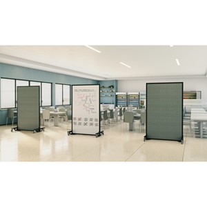 Portable Ballistic Partition (6' 6" H x 4' W) - Tackable Fabric & Magnetic Dry Erase Board