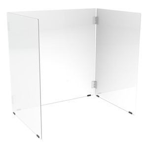 Desk Top Sneeze Guard - Tri-Fold Desk Carrel w/ Hinged Panels