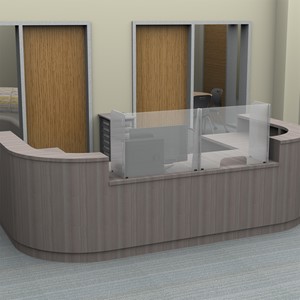 Countertop Sneeze Guard - 2 Panel Barrier w/ Pass Through
