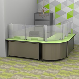 Countertop Sneeze Guard - 2 Panel Barrier w/ Two Pass Throughs