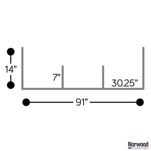 Countertop Sneeze Guard - 3 Panel  Barrier w/ Three Pass Throughs - Dimensions