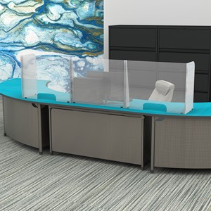 Countertop Sneeze Guard - 3 Panel Barrier w/ Pass Throughs