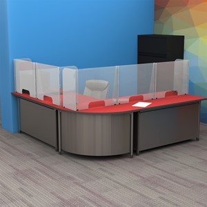 Countertop Sneeze Guard - 3 Panel  Barrier w/ Three Pass Throughs