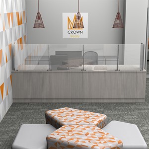 Countertop Sneeze Guard - 4 Panel Barrier w/ Pass Through
