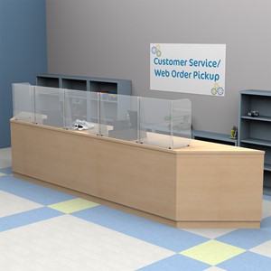 Countertop Sneeze Guard  - 5 Panel  Barrier w/ One Pass Through
