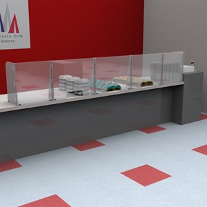 Countertop Sneeze Guard - 5 Panel  Barrier w/ Three Pass Throughs