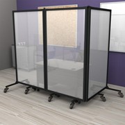 6' 2" H Healthy Safeguard Clear Room Divider - Three Panel