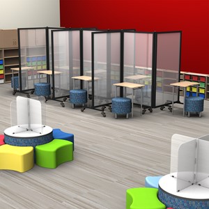 Healthy Safeguard Clear Room Divider - Three Panel (Separating Desks)