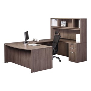 Insight Series U-Shaped Bow Front Desk & Hutch w/ Return
