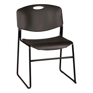 Heavy-Duty Plastic Stacking Chair w/ Black Seat & Black Frame