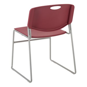 Heavy Duty Plastic Stacking Chair w/ Cranberry Seat & Silver Mist Frame - Back view