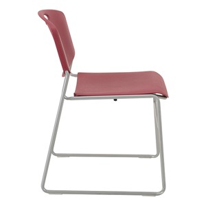 Heavy Duty Plastic Stacking Chair w/ Cranberry Seat & Silver Mist Frame - Side view