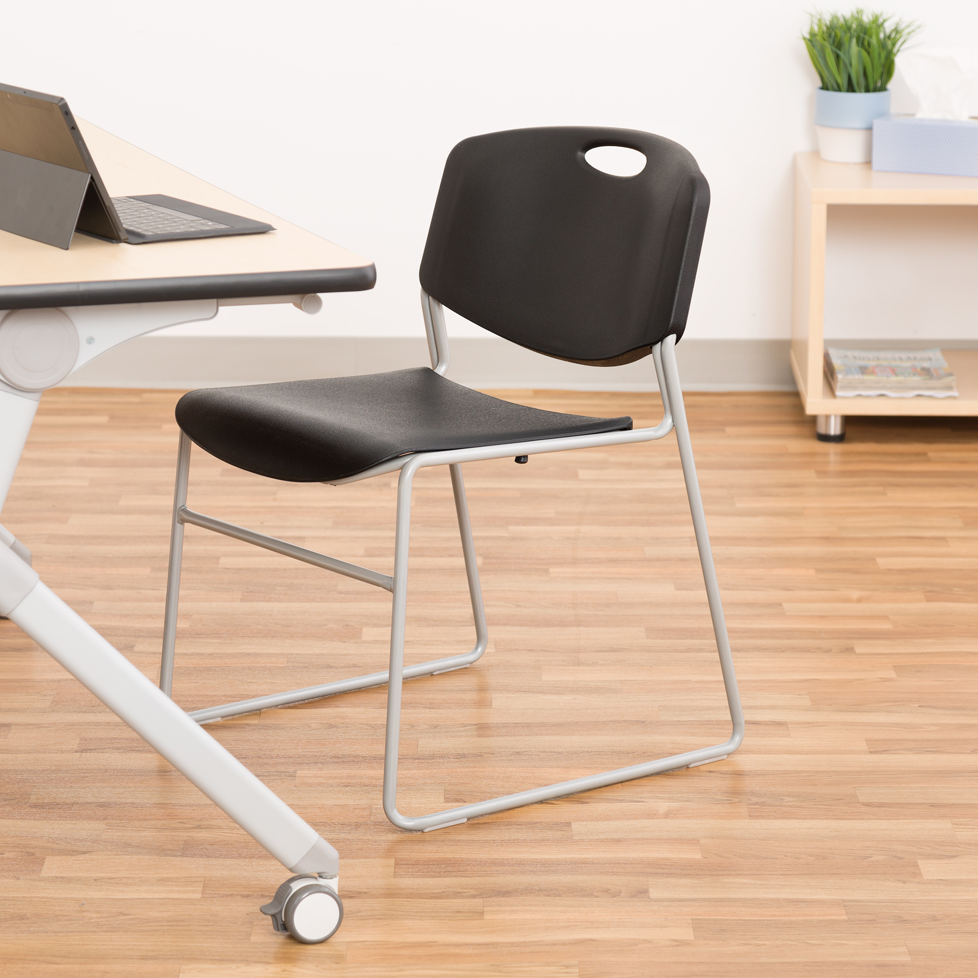 Heavy-Duty Plastic Stacking School Chair - Black