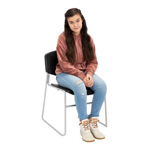 Heavy Duty Plastic Stacking Chair w/ Black Seat & Silver Mist Frame