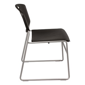 Heavy Duty Plastic Stacking Chair w/ Black Seat & Silver Mist Frame - Side view