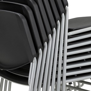 Heavy Duty Plastic Stacking Chair w/ Charcoal Seat & Silver Mist Frame - Stacked - Shown in black