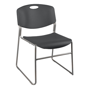 Heavy Duty Plastic Stacking Chair w/ Charcoal Seat & Silver Mist Frame