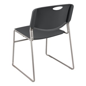 Heavy Duty Plastic Stacking Chair w/ Charcoal Seat & Silver Mist Frame - Back view