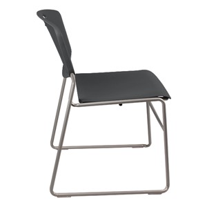 Heavy Duty Plastic Stacking Chair w/ Charcoal Seat & Silver Mist Frame - Side view