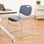 Heavy-Duty Plastic Stacking Chair w/ Navy Seat & Silver Mist Frame