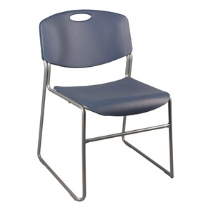Heavy-Duty Plastic Stacking Chair w/ Navy Seat & Silver Mist Frame