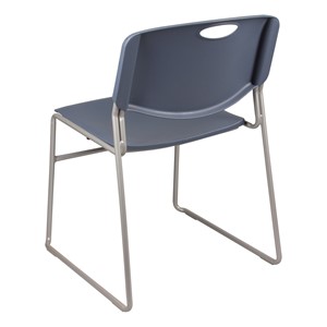 Heavy-Duty Plastic Stacking Chair w/ Navy Seat & Silver Mist Frame - Back view