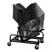 Pack of 24 Heavy-Duty Plastic Stacking Chairs w/ Universal Dolly