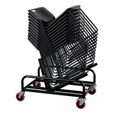 Pack of 28 Heavy-Duty Plastic Stacking Chairs w/ Universal Dolly