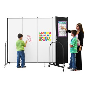 6' H Magnetic Whiteboard Tackable Portable Partition - 5 Panels