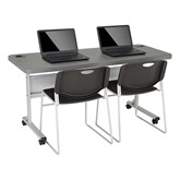 Flip & Store Blow-Molded Nesting Table & Heavy-Duty Stack Chair Set