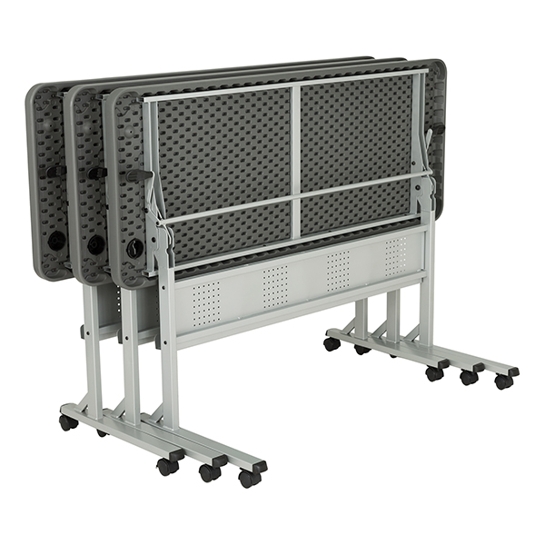 Flip & Store Blow-Molded Nesting Table - Folded - Nested - Back