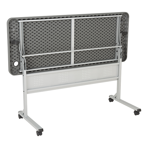 Flip & Store Blow-Molded Nesting Table - Folded - Back