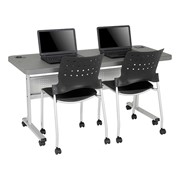 Flip & Store Blow-Molded Nesting Table & Ballard Mobile Plastic Stack Chair Set