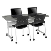 Flip & Store Blow-Molded Nesting Table & Ballard Mobile Plastic Stack Chair Set