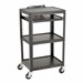 Adjustable-Height Metal AV Cart w/ Electric & Sliding Tray