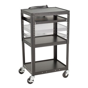 Adjustable-Height Metal AV Cart w/ Electric & Sliding Tray - Adjustability