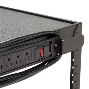 Adjustable-Height Metal AV Cart w/ Electric & Sliding Tray - Power